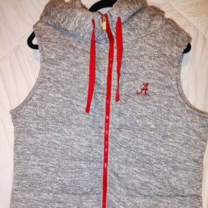 Antiqua Alabama Hooded Vest Womens Adult XXL Color Gray/Red Sleeveless Zip Up